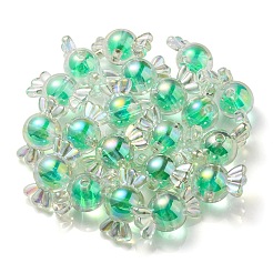 UVメッキレインボー虹色アクリルビーズ  ツートンカラーの二層ビーズ  キャンディ  春の緑  15.5x29x15mm  穴：3mm&nbsp;PACR-E001-01C