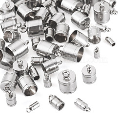 60個 6スタイル 201ステンレススチールコードエンド  コラム  ステンレス鋼色  7.5~13x3~9mm  穴：1.6~2.4mm  内径：2~8mm  10個/スタイル&nbsp;STAS-TA0002-98