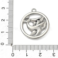 304ステンレスペンダント  ステンレス鋼色  フラットラウンド、イルカチャーム付き  25x22x3mm  穴：1.6mm&nbsp;STAS-P446-13E-P