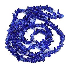 透明ガラスビーズ連売り  天然石風  ナゲット  ブルー  4~11x8~10x2~8mm  穴：0.7mm  31.10''（79センチメートル）&nbsp;GLAA-Z009-01B