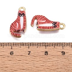 プリント合金ペンダント  ラックめっき  猫の形のチャーム  カドミウムフリー＆ニッケルフリー＆鉛フリー  ゴールドカラー  ファイヤーブリック  21x10x3.5mm  穴：1.8mm&nbsp;PALLOY-SZC0008-03C