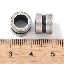 316サージカルステンレスビーズ  大穴ビーズ  コラム  アンティークシルバー  10x8mm  穴：7mm&nbsp;STAS-P362-29AS