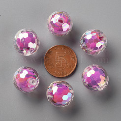 透明なアクリルビーズ  二層ビーズ  ABカラー  多面カット  ラウンド  カメリア  16mm  穴：3mm  約205個/500g&nbsp;TACR-S152-14B-A13
