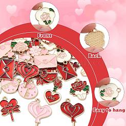 30Pcs 15 Styles Valentine's Day Theme Alloy Enamel Pendants&nbsp;ENAM-FS0004-22