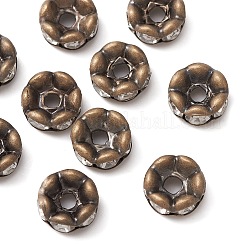 真鍮製ラインストーンスペーサービーズ  グレードA  ウェーブエッジ  ロンデル  クリスタル  アンティークブロンズ  6x3mm  穴：1mm&nbsp;RB-YW0001-05B-01AB