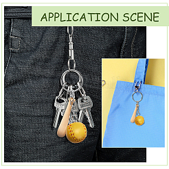 12Pcs Mini Baseball PU Leather Pendant Keychain with Wood Baseball Bat&nbsp;DIY-SP0001-51B