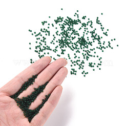 12/0 FGBグレードAラウンドガラスシードビーズ  透明なつや消しスタイル  濃い緑  2x1.5mm  穴：0.8mm  30000個/袋&nbsp;SEED-Q006-M23