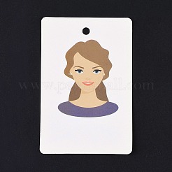紙のピアスディスプレイカード  イヤリングホルダーカード  女の子の模様と長方形  紫色のメディア  9x6x0.03cm  穴：5mmと1mm&nbsp;DIY-B061-05J