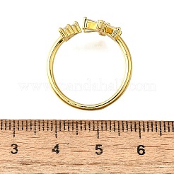 Brass Micro Pave Clear Cubic Zirconia Cuff Rings for Women&nbsp;RJEW-H247-18G