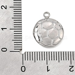 304ステンレスペンダント  サッカーボール柄のフラットラウンドいチャーム  ステンレス鋼色  16x13x3.5mm  穴：1.7mm&nbsp;SA-CBA0563-20P