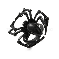 ハロウィン用合金スパイダー調整リング  電気泳動黒  内径：17.5~21mm&nbsp;X-RJEW-O048-01EB