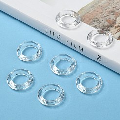 透明なアクリルビーズ  多面カット  ドーナツ  透明  直径約19.5mm  厚さ4.5mm  穴：12mm  約740個/500g&nbsp;PL671Y-1