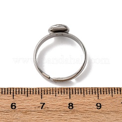 304ステンレス鋼調整リング部品  フラットラウンドパッドリングセッティング  ステンレス鋼色  トレイ：6mm  3mm  内径：17mm&nbsp;STAS-B098-03A-P