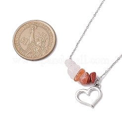 Gradient Color Gemstone Chip & Alloy Pendant Necklaces&nbsp;NJEW-JN05074