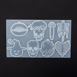 DIYペンダントシリコン像型  レジン型  粘土工芸の金型ツール  ハロウィーンをテーマにした混合形状  ホワイト  150x255x6mm&nbsp;DIY-P027-01
