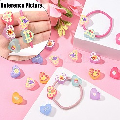 秋をテーマにした透明プリントアクリルヨーロピアンビーズ  大穴ビーズ  ヘアロープ diy  ラバー加工スタイル  虹の模様のハート  コーンフラワーブルー  14x18x8mm  穴：4mm&nbsp;MACR-XCP0001-26B