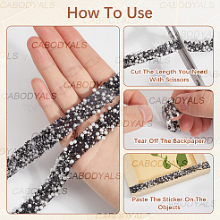 樹脂ホットフィックスラインストーン  DIYアートクラフト用  縫い  ブラック  12x3mm  3ヤード/個&nbsp;DIY-WH20013-52A