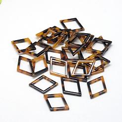 セルロースアセテート（樹脂）チャーム  菱形  ゴールデンロッド  37x27.5x2.5mm  穴：1.5mm&nbsp;KY-S124C-A301