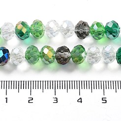 ガラスビーズ連売り  多面カット  ロンデル  濃い緑  8x6mm  穴：1mm  約65~68個/連  15.7~16.1インチ（40~41cm）&nbsp;EGLA-A034-M8mm-24