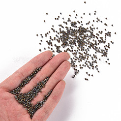 12/0グレードの丸いガラスシードビーズ  メタリックカラーアイリス  マットなスタイル  グレーメッキ  12/0  2x1.5mm  穴：0.8mm  約30000個/袋&nbsp;SEED-Q008-M602