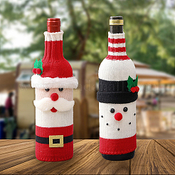 2Pcs 2 Styles Christmas Acrylic Fiber Wine Bottle Sleeve&nbsp;AJEW-CN0005-56