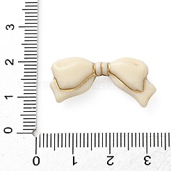 不透明なアクリルビーズ  蝶結び  ゴールドライン入り  ホワイト  13.5x29x6mm  穴：1.6mm&nbsp;SACR-Z008-01A