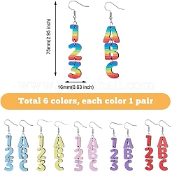 6 Sets 6 Colors Wood Dangle Earrings with Iron Pins&nbsp;EJEW-FI0003-27
