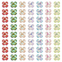 42色電気メッキアクリルビーズキャップ7個  虹色の  4  - 花びらの花  ミックスカラー  12x12x4.5mm  穴：1.4mm&nbsp;OACR-TA0014-43