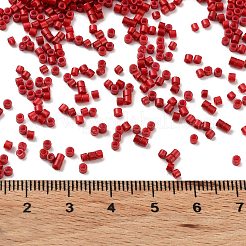 焼付塗装ガラスシードビーズ  シリンダー  ファイヤーブリック  2x1.5mm  穴：1mm  約5599個/50g&nbsp;X-SEED-S042-05B-89