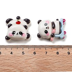 不透明樹脂の動物デコデンカボション  竹パンダ混合形状  ミックスカラー  21.5~25.5x19.5~26x8~9mm&nbsp;RESI-B027-03