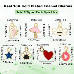 14Pcs 7 Style Brass Enamel Pendants&nbsp;FIND-CN0001-26