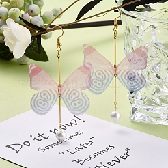 DIYダングルピアス作り  真鍮のピアスフックとボールヘッドピン付き  オーガンジー生地  鉄棒リンクと丸カン  ガラスパールビーズ  蝶  ミックスカラー  19x17x0.5mm  穴：2mm  20pc&nbsp;DIY-JP0005-61