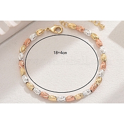 French Classic Style Brass Grooved Oval Beaded Bracelets for Women&nbsp;JM7505-1