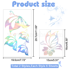 12 Sheets 2 Styles Laser Butterfly PET Waterproof Car Stickers&nbsp;DIY-GA0006-08