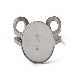 304ステンレススチールオープンカフ金具  ベゼルカップリングのセッティング  オーバル  ステンレス鋼色  トレイ：18x13mm  内径：18mm&nbsp;STAS-R123-02I-P