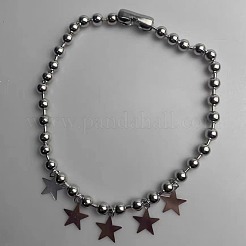 CCBプラスチックボールチェーン201ステンレススチールスターペンダントネックレス  ステンレス鋼色  15.75インチ（40cm）&nbsp;FS-WGD1CA4-01