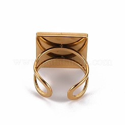 201ステンレススチールカフパッドリングセッティング  レーザー切断  正方形  ゴールドカラー  トレイ：16x16mm  usサイズ7 1/4(17.5)~usサイズ8(18mm)&nbsp;STAS-S080-041D-G