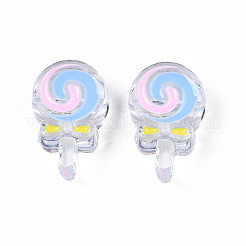 透明なアクリルビーズ  エナメル  ロリポップ  ミックスカラー  28x18.5x10.5mm  穴：3mm&nbsp;X-ACRC-S039-04