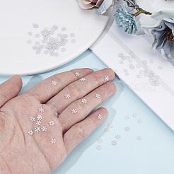 真鍮製カボション  ネイルアートの装飾の付属品  スノーフレーク  プラチナ  5.5x5.5x0.15mm  3箱/セット&nbsp;MRMJ-WH0086-59P