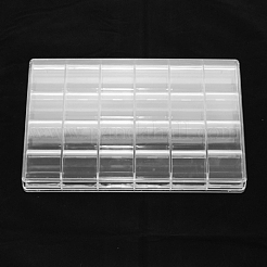 プラスチックビーズ収納ケース  24のコンパートメント  長方形  透明  24x16.3x2.6cm  コンパートメント：3.9x3.6センチメートル&nbsp;LS-CON-S026