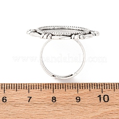 Adjustable Iron Flower Finger Ring Components Alloy Cabochon Bezel Settings&nbsp;PALLOY-Q300-15AS-NR