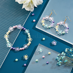 DIYジュエリー作成キット  花透明アクリルビーズ160個入り  160個の丸いガラスパールビーズ  ミックスカラー  6x3mm  穴：1.5mm  6~7mm  穴：1mm&nbsp;DIY-AR0001-76