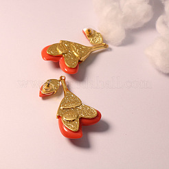 Flower Brass Resin Dangle Stud Earrings&nbsp;FS-WG7DC82-01