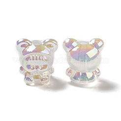 UVメッキレインボー虹色アクリルビーズ  クマの服を着た女の赤ちゃん  透明  17.5x16.5x14mm  穴：3.5mm&nbsp;LS-PACR-M002-01F