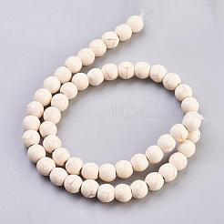 合成マグネサイトビーズ連売り  ラウンド  直径約8mm  穴：0.8mm  約50個/ strandwhite  8mm&nbsp;X-TURQ-8D-011