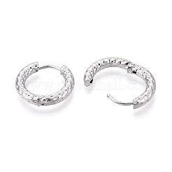 304ステンレススチールフープピアス  テクスチャリング  ステンレス鋼色  16.5x18x3mm&nbsp;STAS-T074-25P