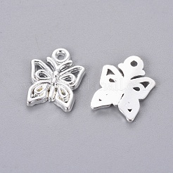 合金のチベット風チャーム  蝶  カドミウムフリー＆ニッケルフリー＆鉛フリー  銀  15x12.5x2mm  穴：2mm&nbsp;TIBEP-A890-S-FF