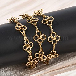 304ステンレススチールフラワーリンクチェーンネックレス  イオンプレーティング（ip）  ゴールドカラー  20.08インチ（51cm）&nbsp;SA-CBA2696-03G