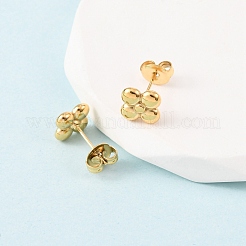 304ステンレススチールフラワースタッドピアス  イオンプレーティング（ip）  18KGP本金メッキ  8x8mm&nbsp;EJEW-K268-83G