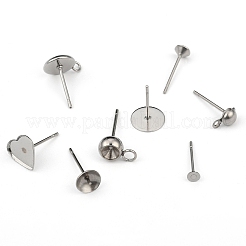 Non-Tarnish 304 Stainless Steel Stud Earring Settings & Findings&nbsp;STAS-MSMC002-05P